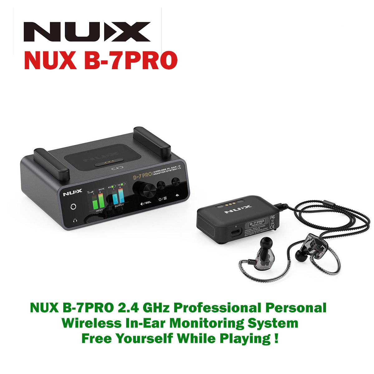 NUX B-7PRO 2.4 GHz Professional Personal Wireless In-Ear Monitoring System.